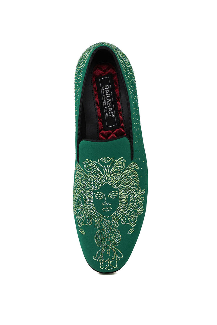 BARABAS Men's Medusa Rhinestone Jewels Slip On Dress Shoes 2SHR12 Green