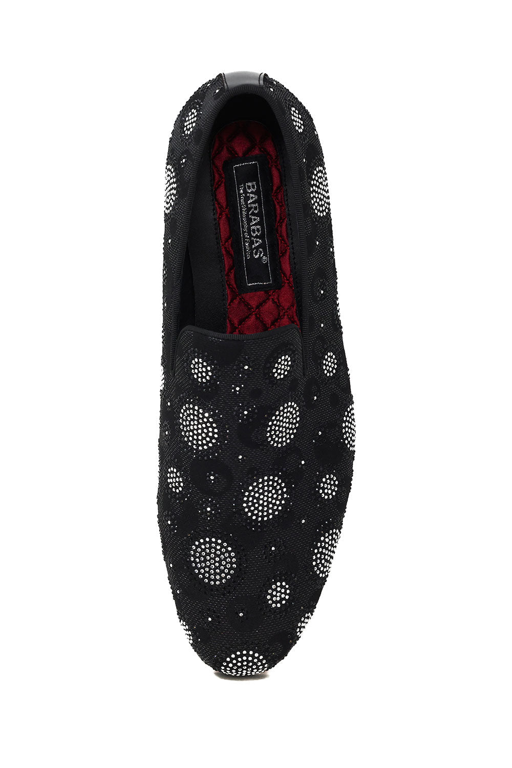 BARABAS Men's Circular Rhinestone Jewels Slip On Dress Shoes 2SHR4 Black