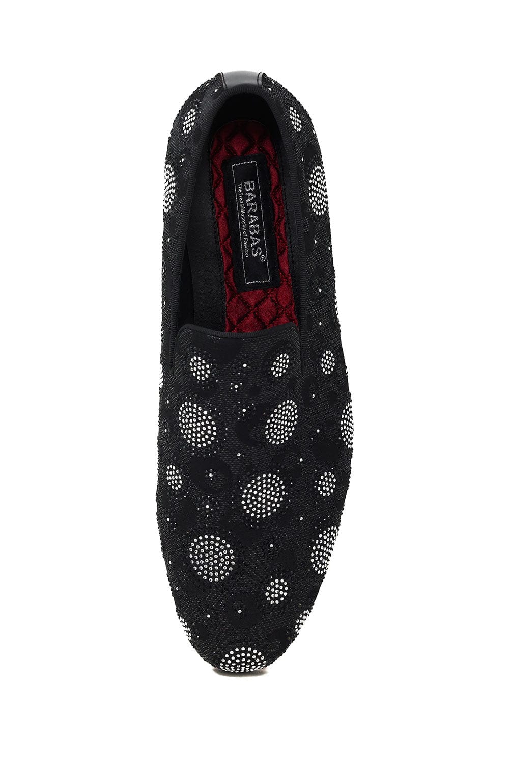 BARABAS Men's Circular Rhinestone Jewels Slip On Dress Shoes 2SHR4 Black