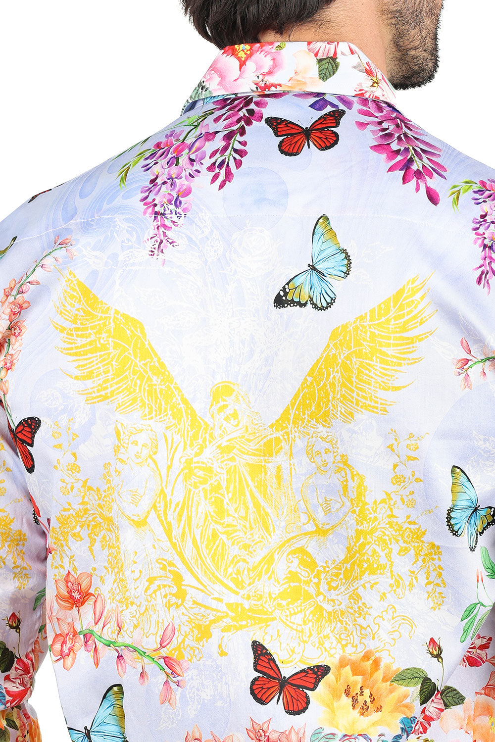 Barabas Men's Casual Button Down Noble Gents Butterfly Long Sleeve Shirts 2SP38 Light Blue
