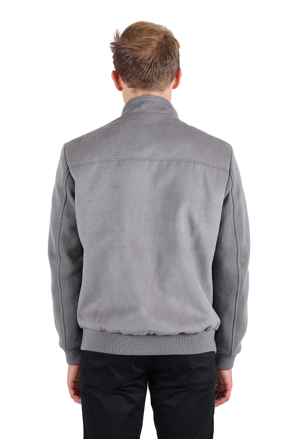 Barabas Men's Velvet Warm Bomber Varsity Jacket 3BH83 Ash