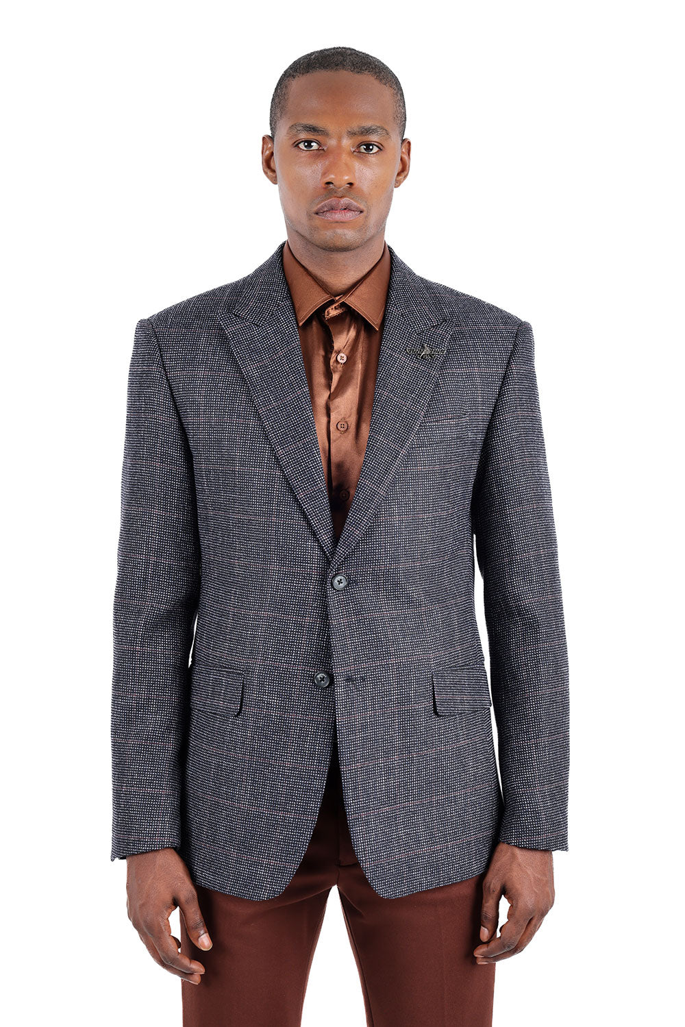 BARABAS Blazer Peak Lapel Wool Blazer Sport Coat 3BL10 Charcoal