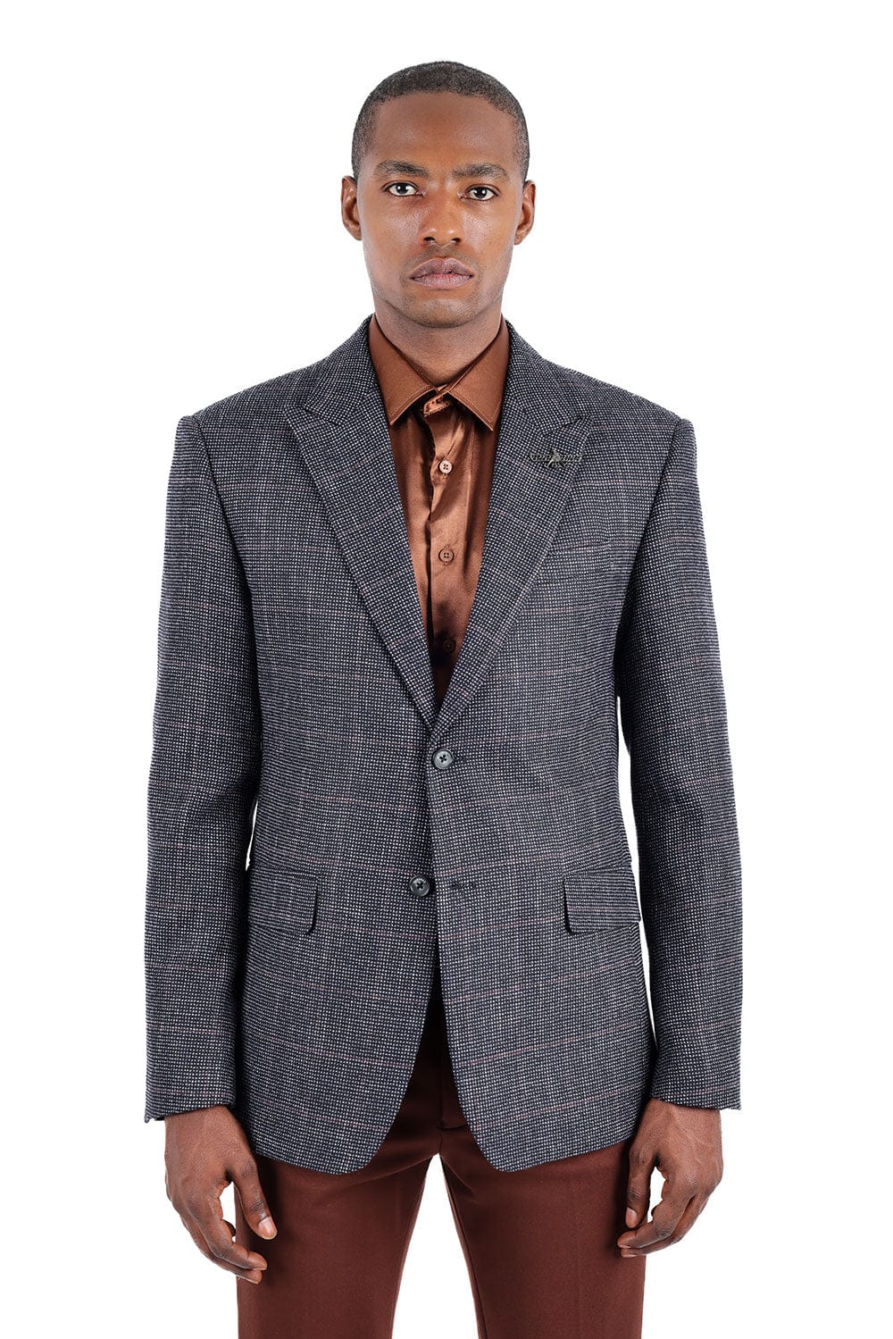 BARABAS Blazer Peak Lapel Wool Blazer Sport Coat 3BL10 Charcoal