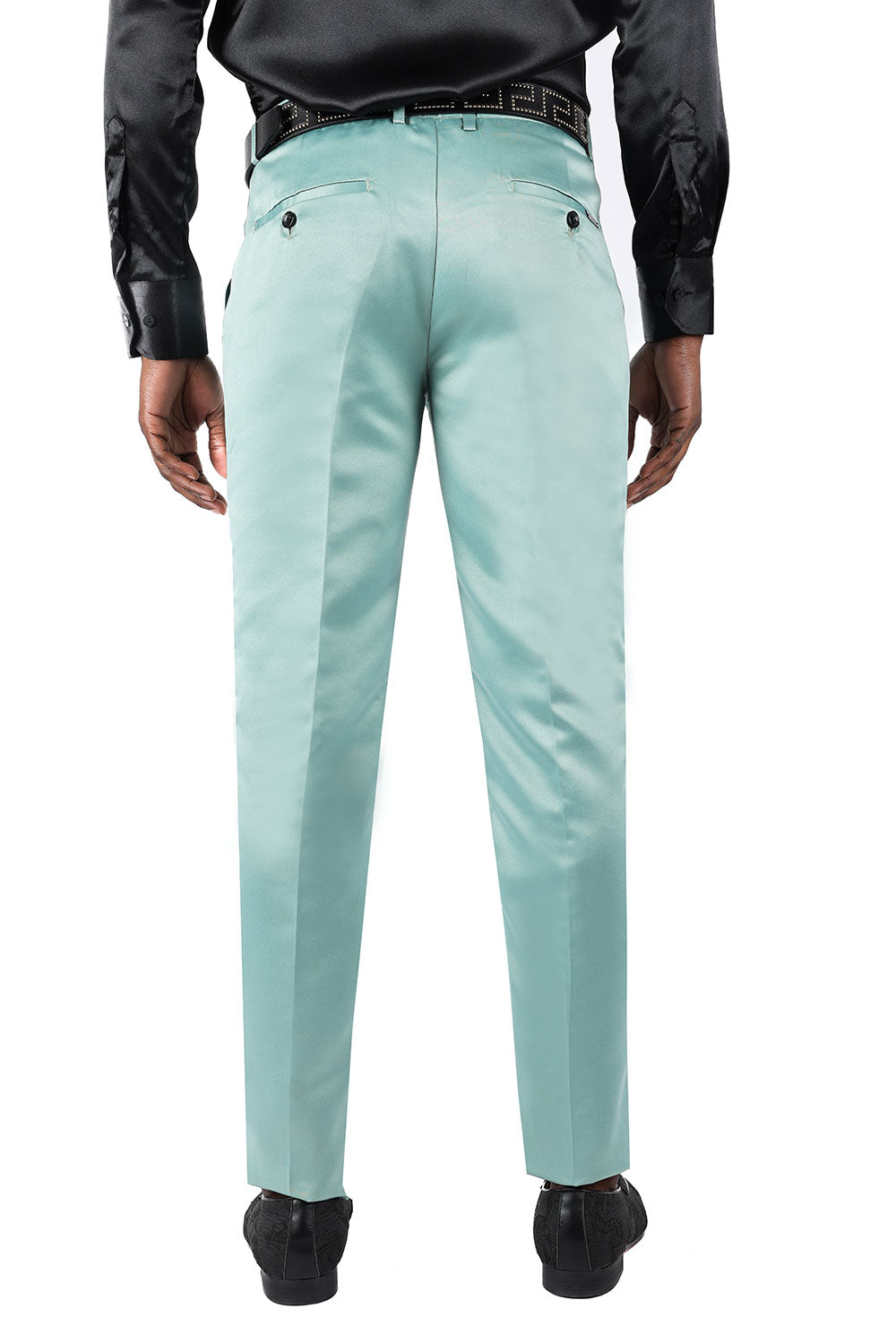 BARABAS Men's Solid Color Plain Shiny Chino Dress Pants 3CP02 teal