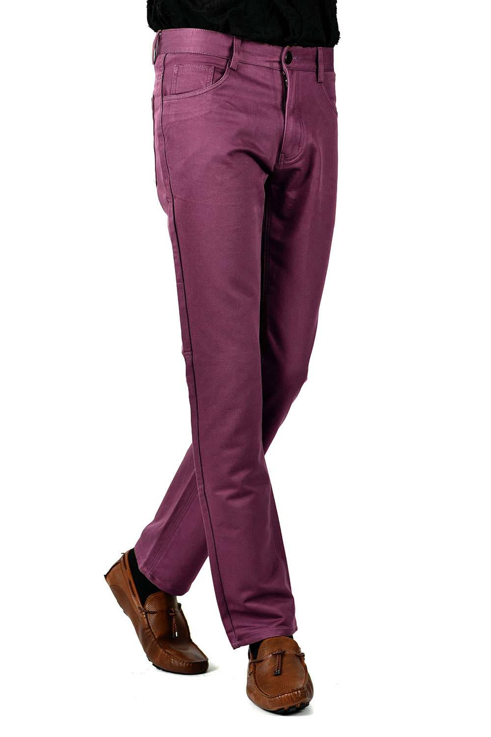 Barabas Men's Solid Color Zip and Wine Straight Fit Pants B2060 Wine