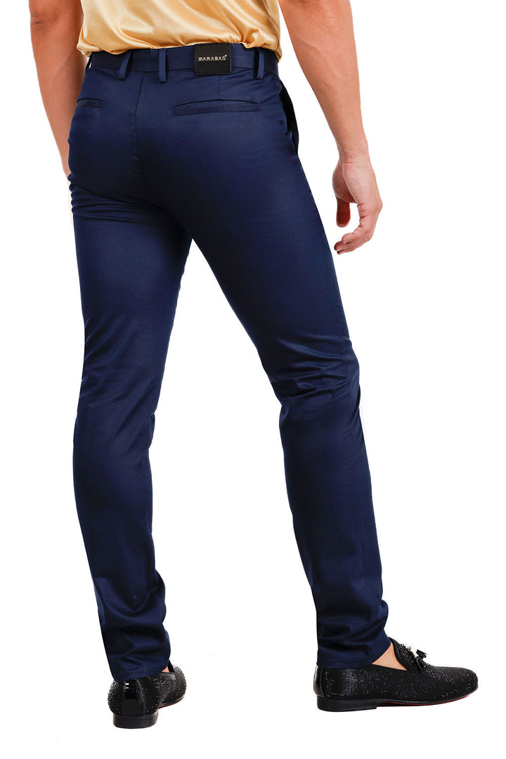 BARABAS Men's Solid Basic Color Casual Dress Pants B2062 Navy