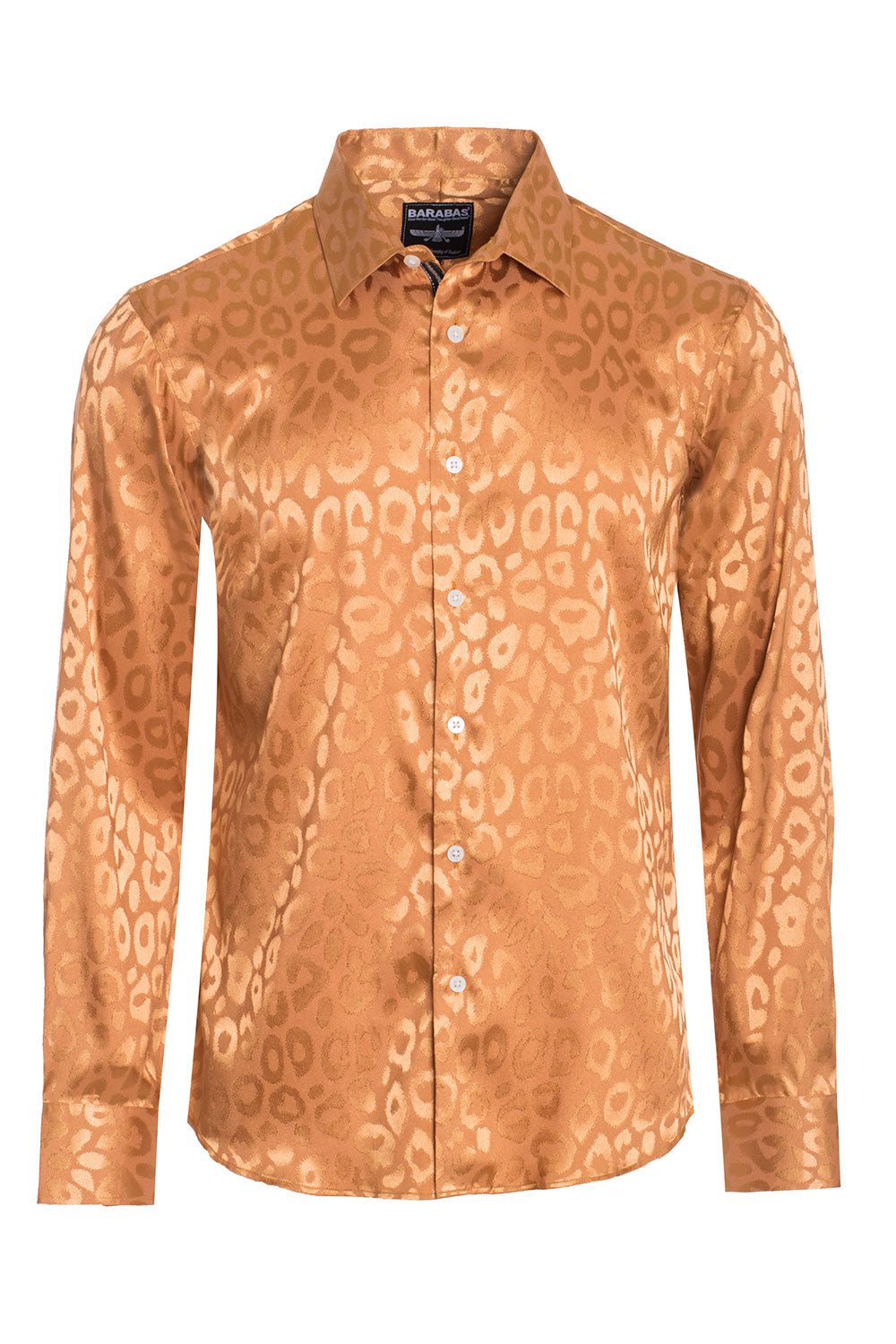 BARABAS Men textured leopard design pattern button down Shirts B310 Gold