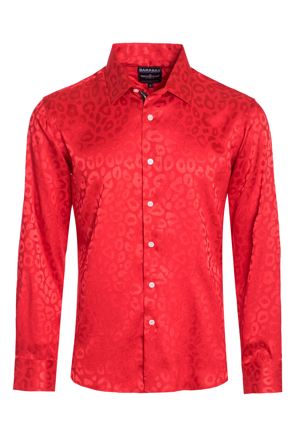 BARABAS Men textured leopard design pattern button down Shirts B310 Red