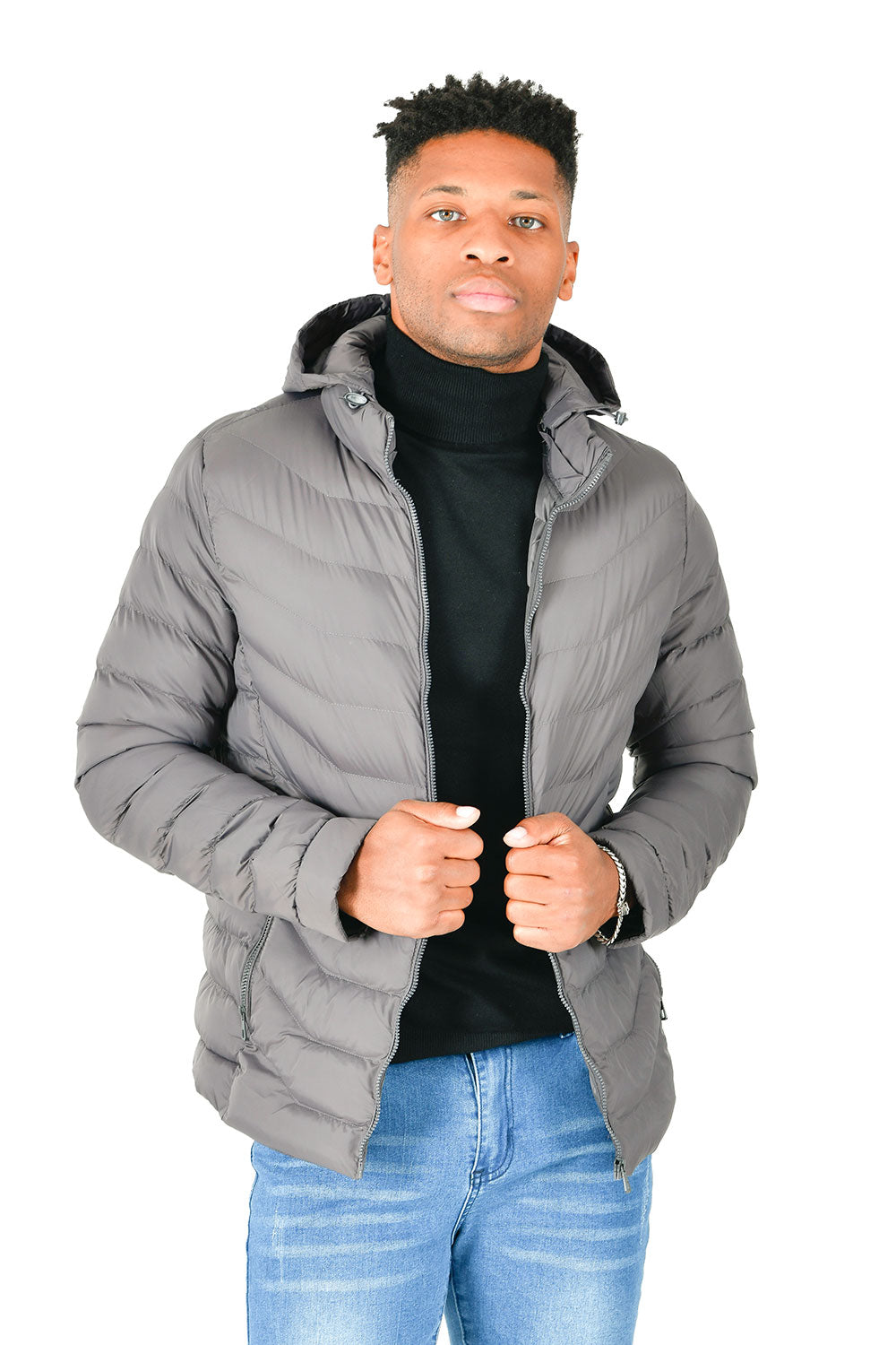 BARABAS Men's Zipper Closure Windproof Waterproof Jacket BH73 GREY