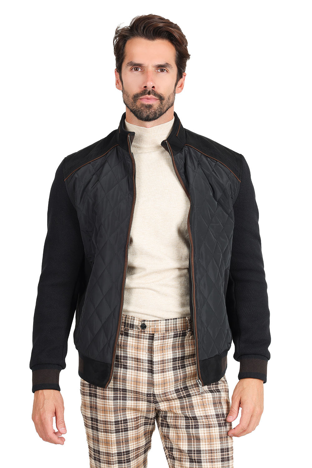 Mens Bomber Jackets Diamond Quilted Fall Winter Rib Varsity Lightweight  Coat at  Men’s Clothing store