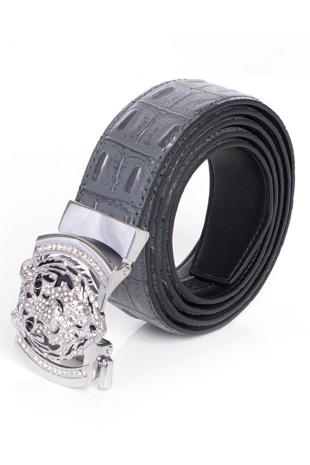 Barabas Men silver buckle Solid color Crocodile Snake belt BK11