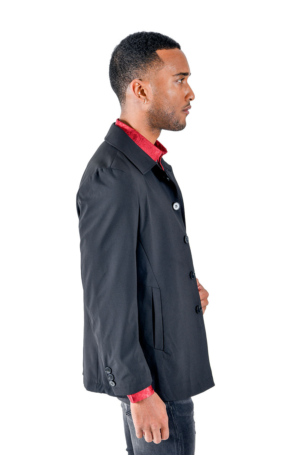 BARABAS Men's Solid Color Light Weight Jacket BH72 Black