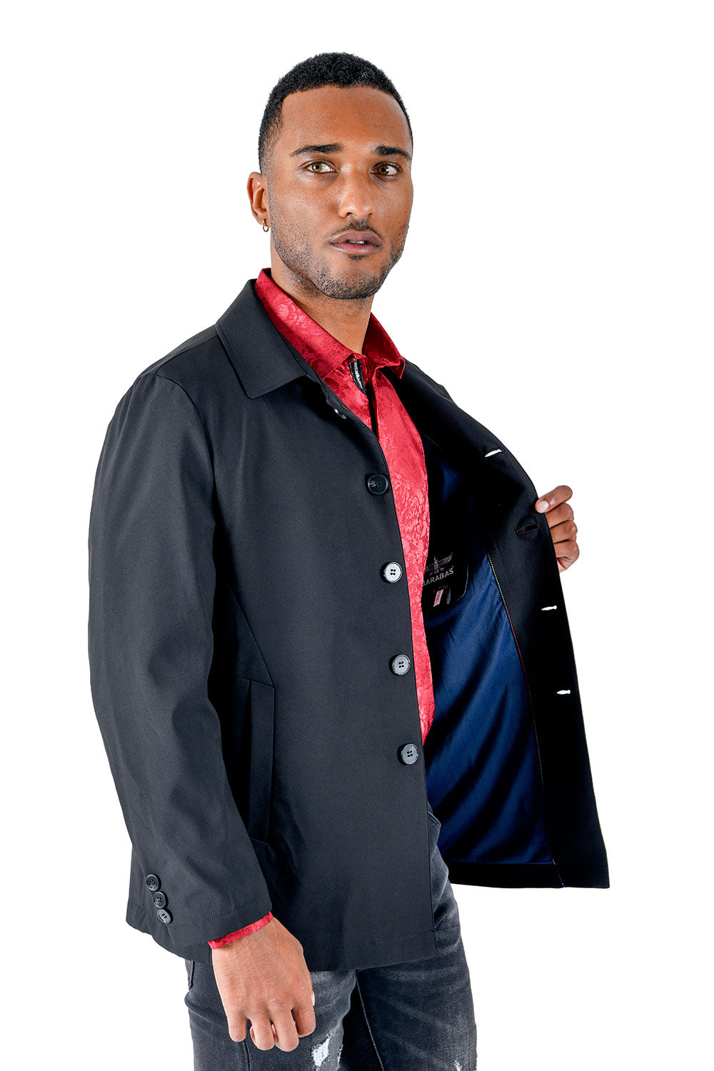 BARABAS Men's Solid Color Light Weight Jacket BH72 Black