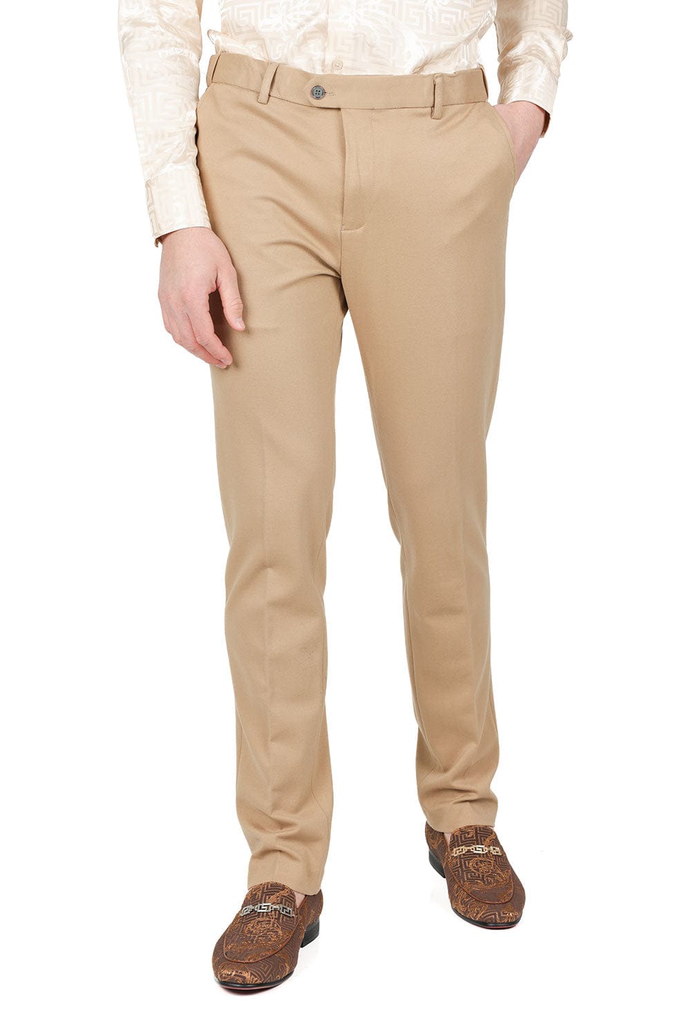 Barabas Men's Solid Color Essential Chino Dress Stretch Pants CP4007 Khaki