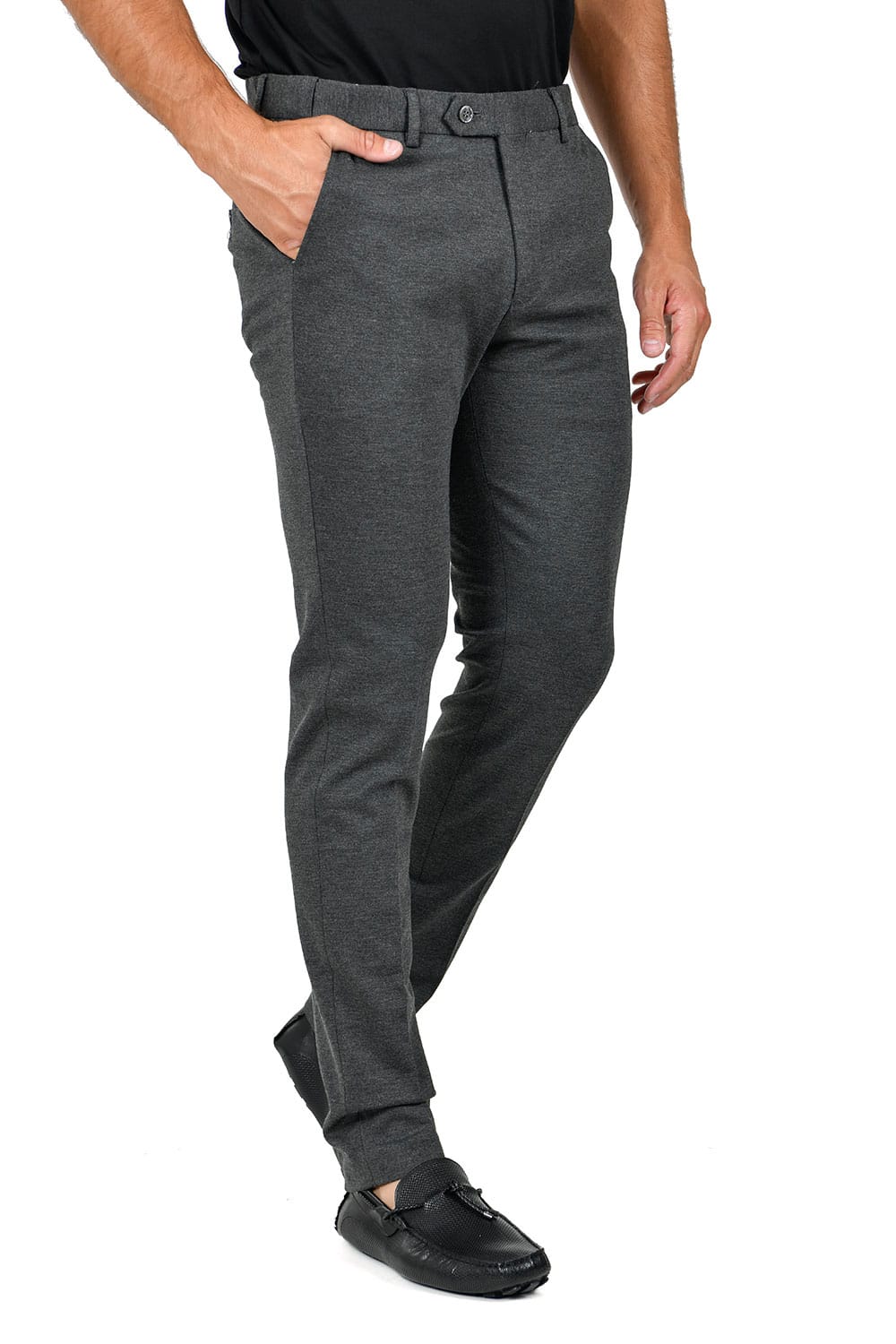 Barabas Men's Solid Color Essential Chino Dress Stretch Pants CP4007 Lead Grey