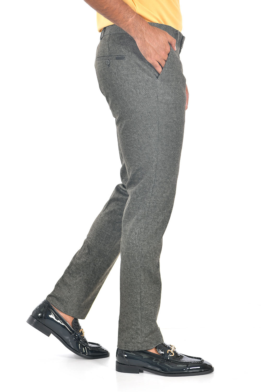BARABAS Men's Grey Luxury Checkered Plaid Chino Pants CP90 Dark Grey