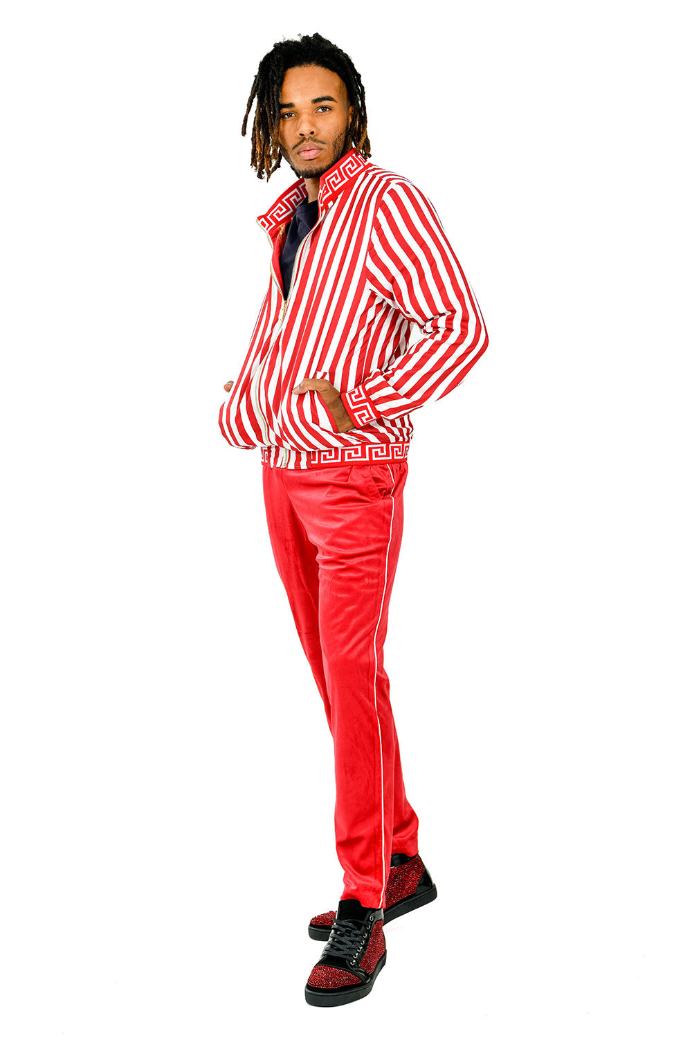 Barabas Men's Greek Medusa & Floral Print Pattern Reversible Luxury Red Loungewear JJ905