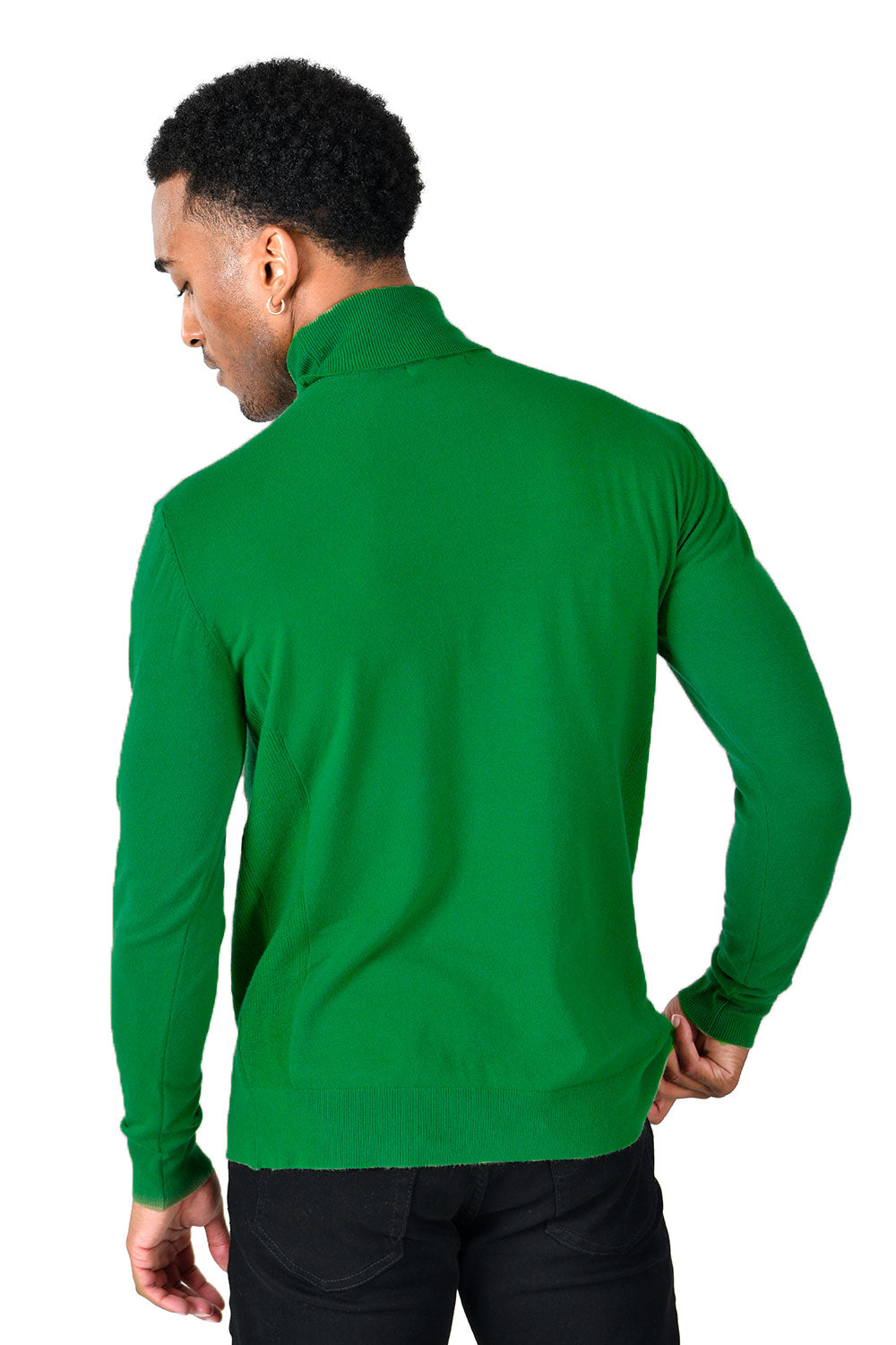 Men's Turtleneck Ribbed Solid Color Basic Sweater LS2100 Emerald