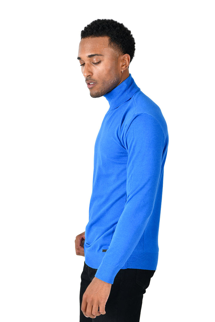 Men's Turtleneck Ribbed Solid Color Basic Sweater LS2100 Royal
