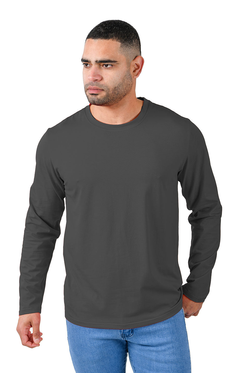 Barabas Men's Solid Color Crew Neck Sweatshirts LV127 charcoal