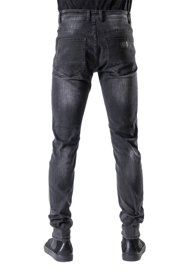 BARABAS Men's Rhinestone Stretchy Slim Fit Black Denim Jeans SN8887