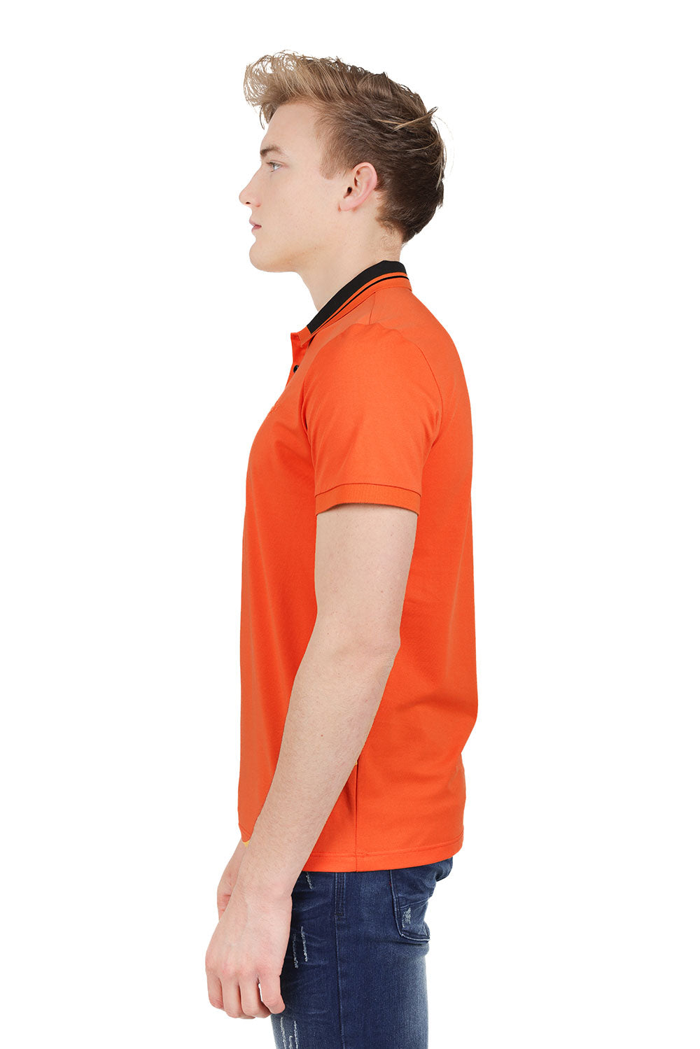 Barabas Men's Solid Color Luxury Short Sleeves Polo Shirts PP824 Orange