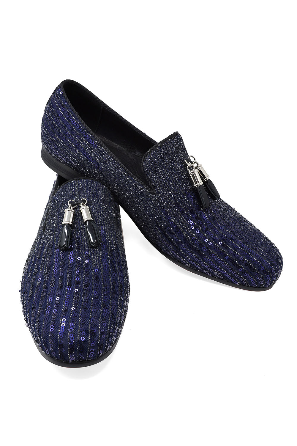 BARABAS Men's Rhinestone Sequin key Pattern Slip On Dress Shoes SH3085