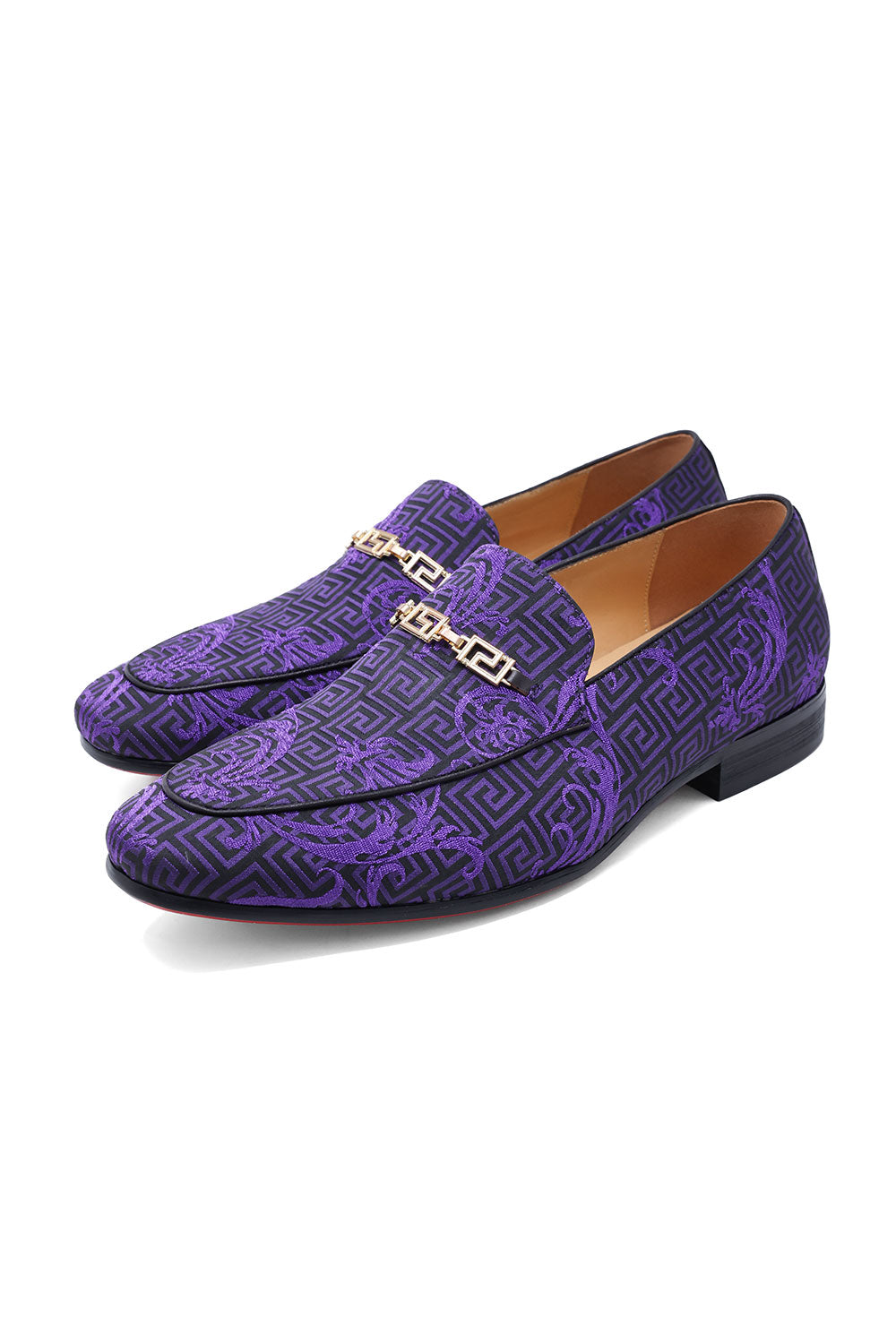 BARABAS Men's Greek Pattern Floral Baroque Prom Dress Shoes SH3100 Purple
