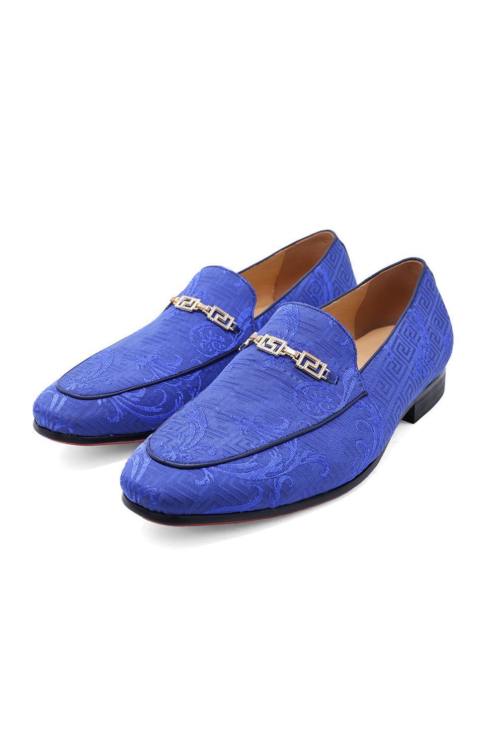 BARABAS Men's Greek Pattern Floral Baroque Prom Dress Shoes SH3100 blue