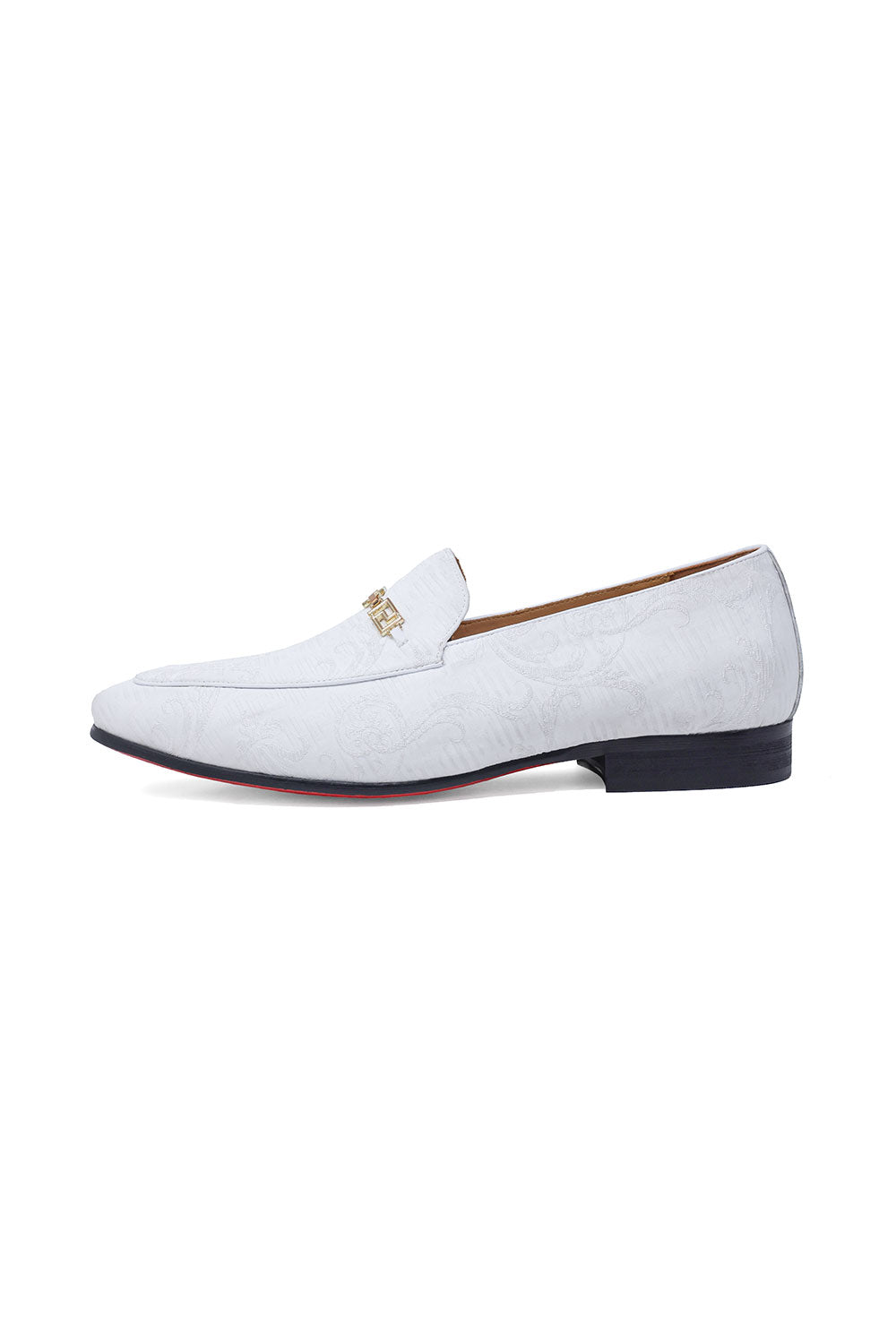 BARABAS Men's Greek Pattern Floral Baroque Prom Dress Shoes SH3100 White