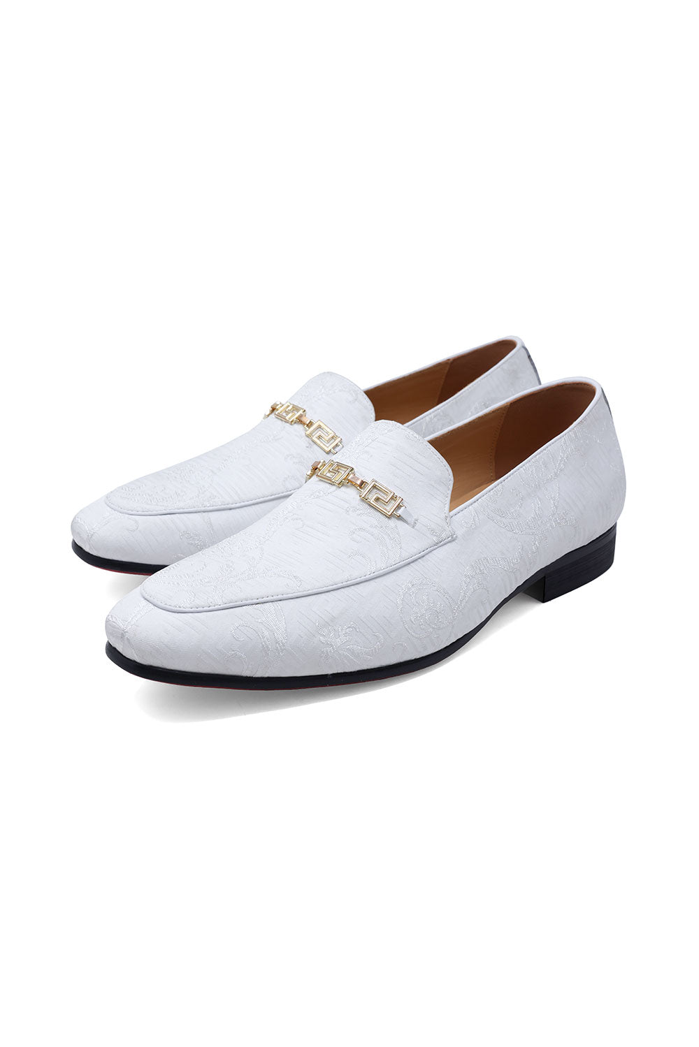 BARABAS Men's Greek Pattern Floral Baroque Prom Dress Shoes SH3100 White