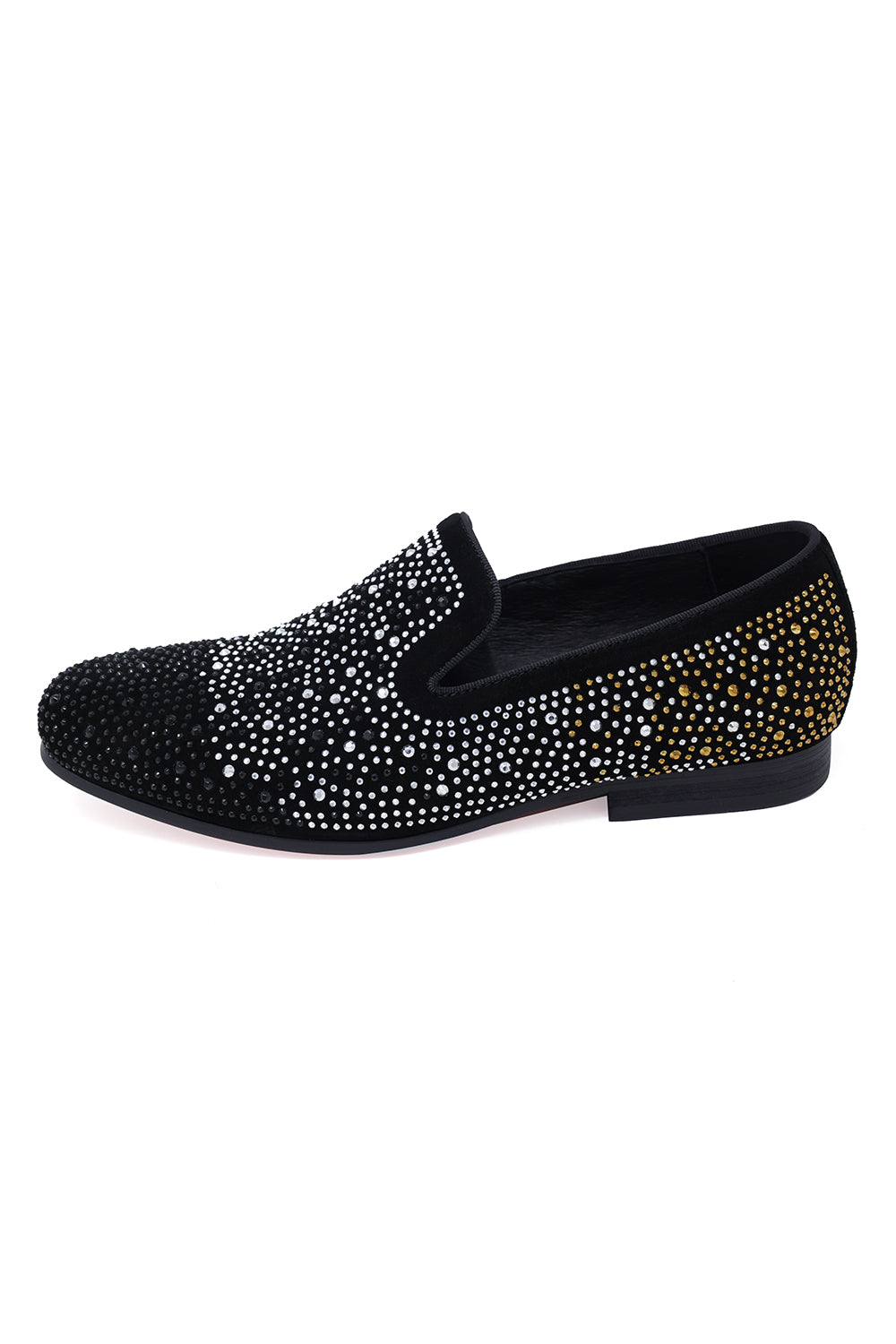 Barabas Men's Gold Silver Design Rhinestone Dress Shoes SH4000 Black