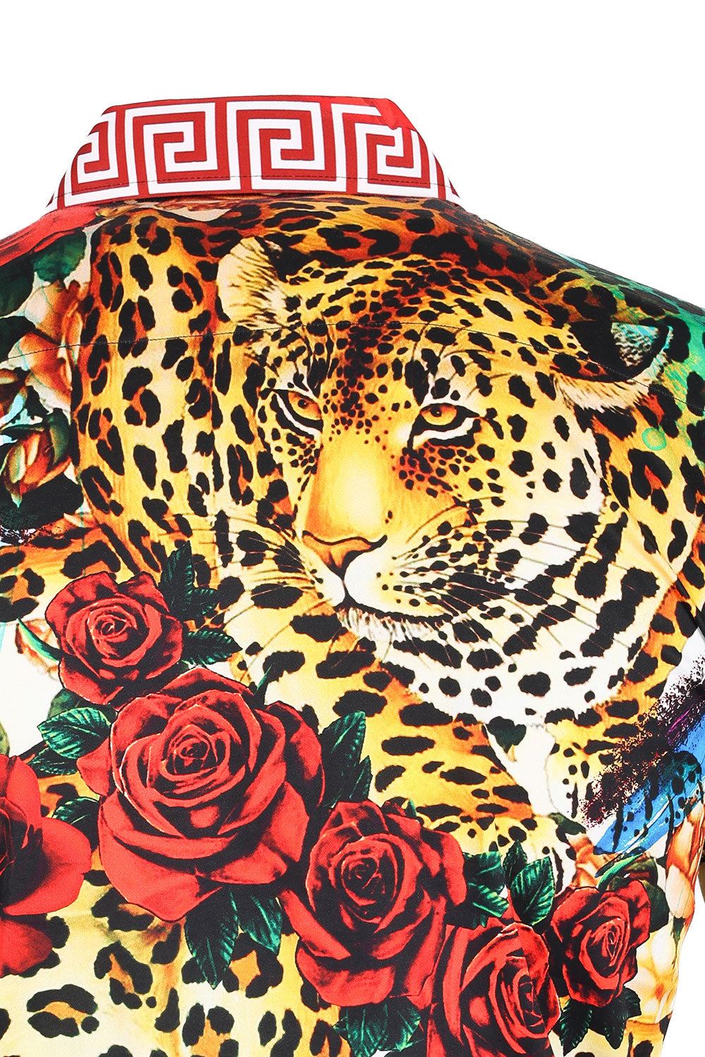 BARABAS Men's Rhinestone Baroque Greek Pattern Floral Shirts SPR609