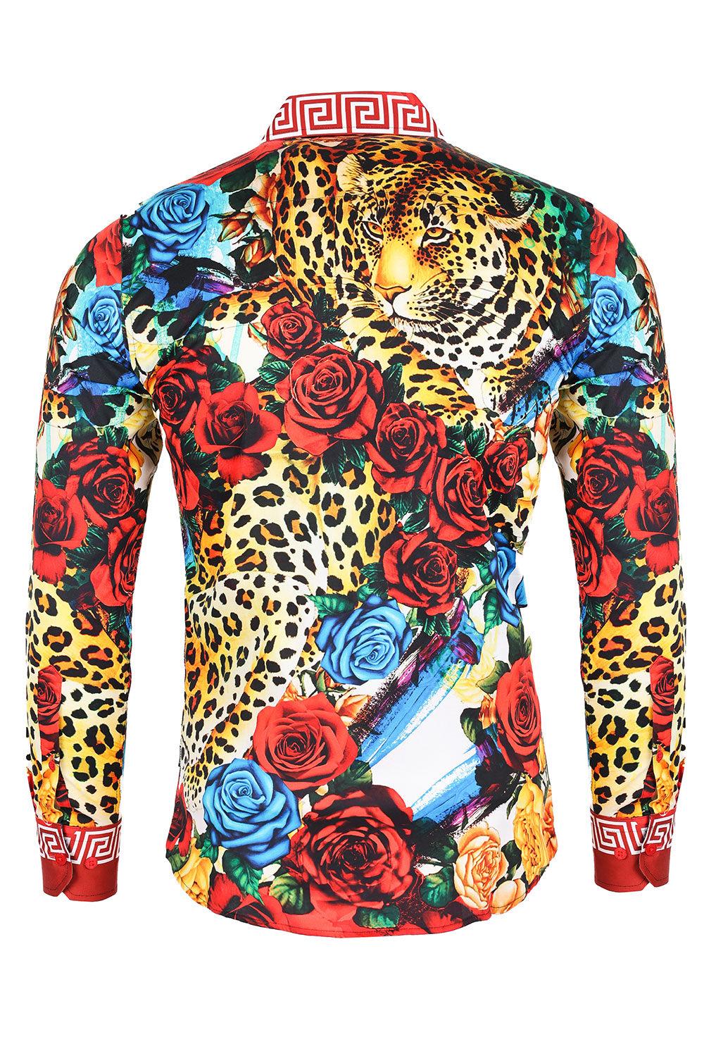 BARABAS Men's Rhinestone Baroque Greek Pattern Floral Shirts SPR609