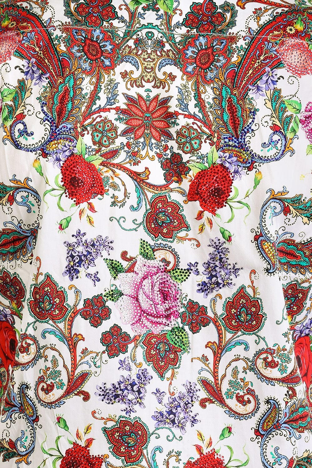 BARABAS Men's Rhinestone Floral Baroque Printed Short Sleeve Shirt SPR265 Blue White