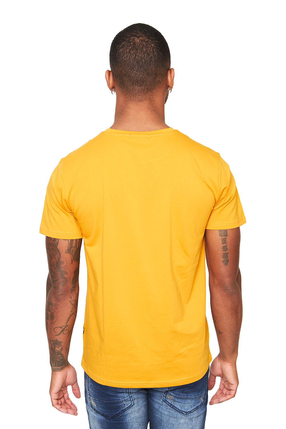 BARABAS Men's Basic Solid Color Crew-neck T-shirts ST933 light mustard