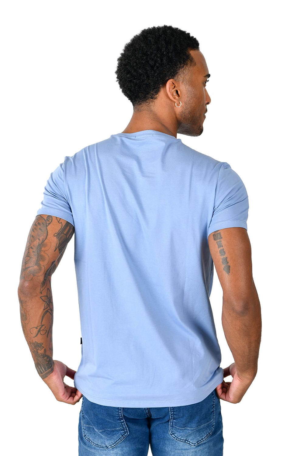 BARABAS Men's Basic Solid Color Crew-neck T-shirts ST933 #Color_Spring Lake