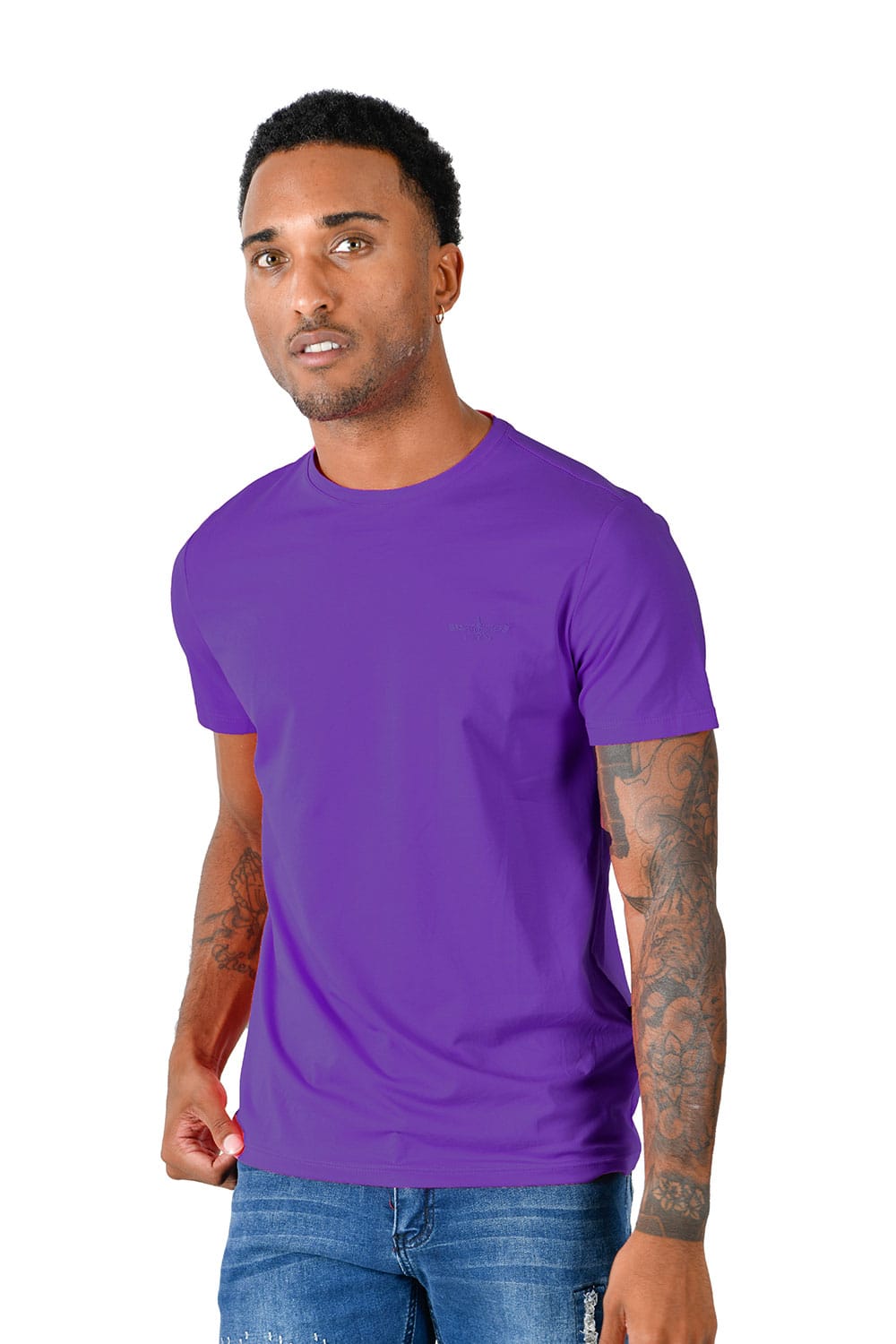 BARABAS Men's Basic Solid Color Crew-neck T-shirts ST933 #Color_Purple