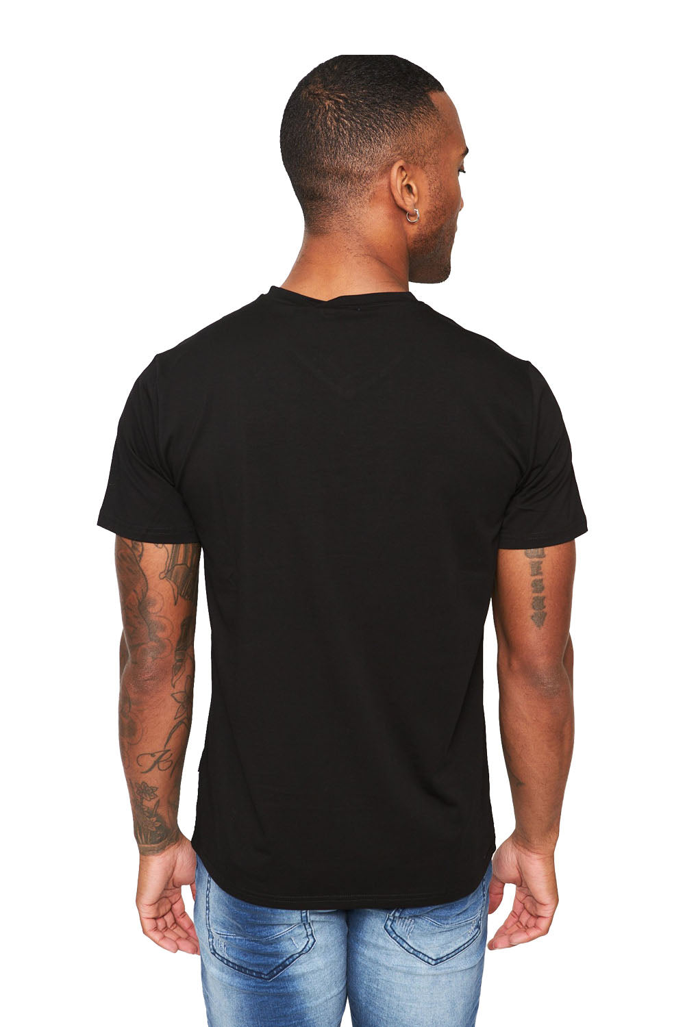 BARABAS Men's Solid Color V-neck T-shirts VTV216 Black