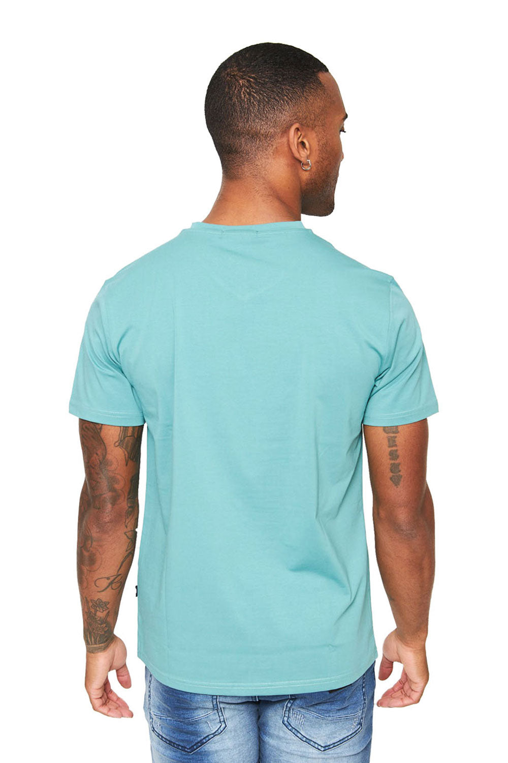 BARABAS Men's Solid Color V-neck T-shirts VTV216 green