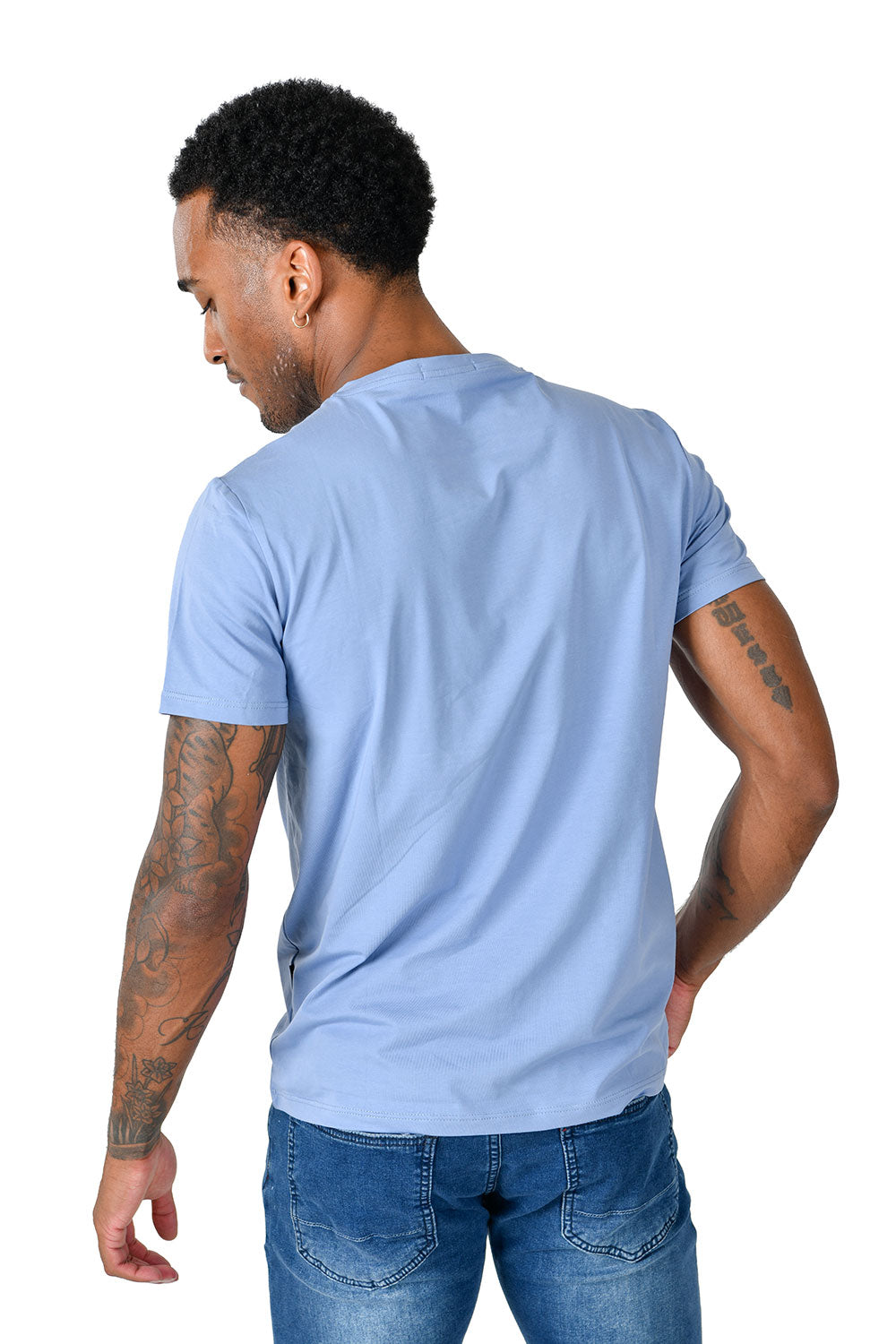 BARABAS Men's Solid Color V-neck T-shirts VTV216 Royal