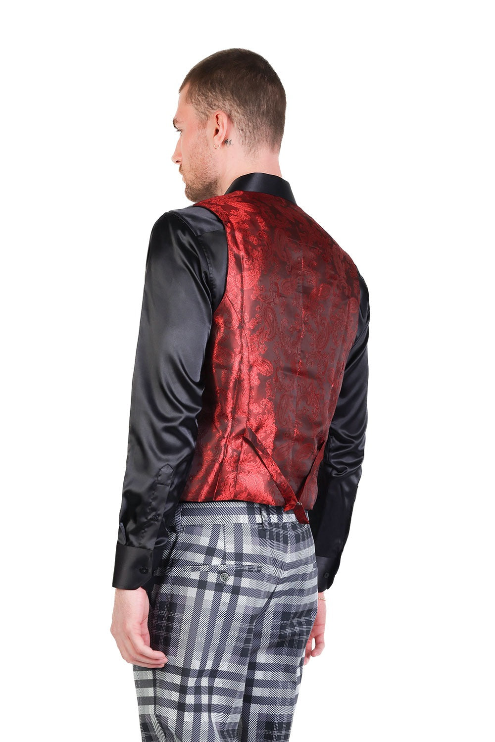 Barabas Men's Luxury Plaid Checkered Dress Slim Fit Vests VP201 Black