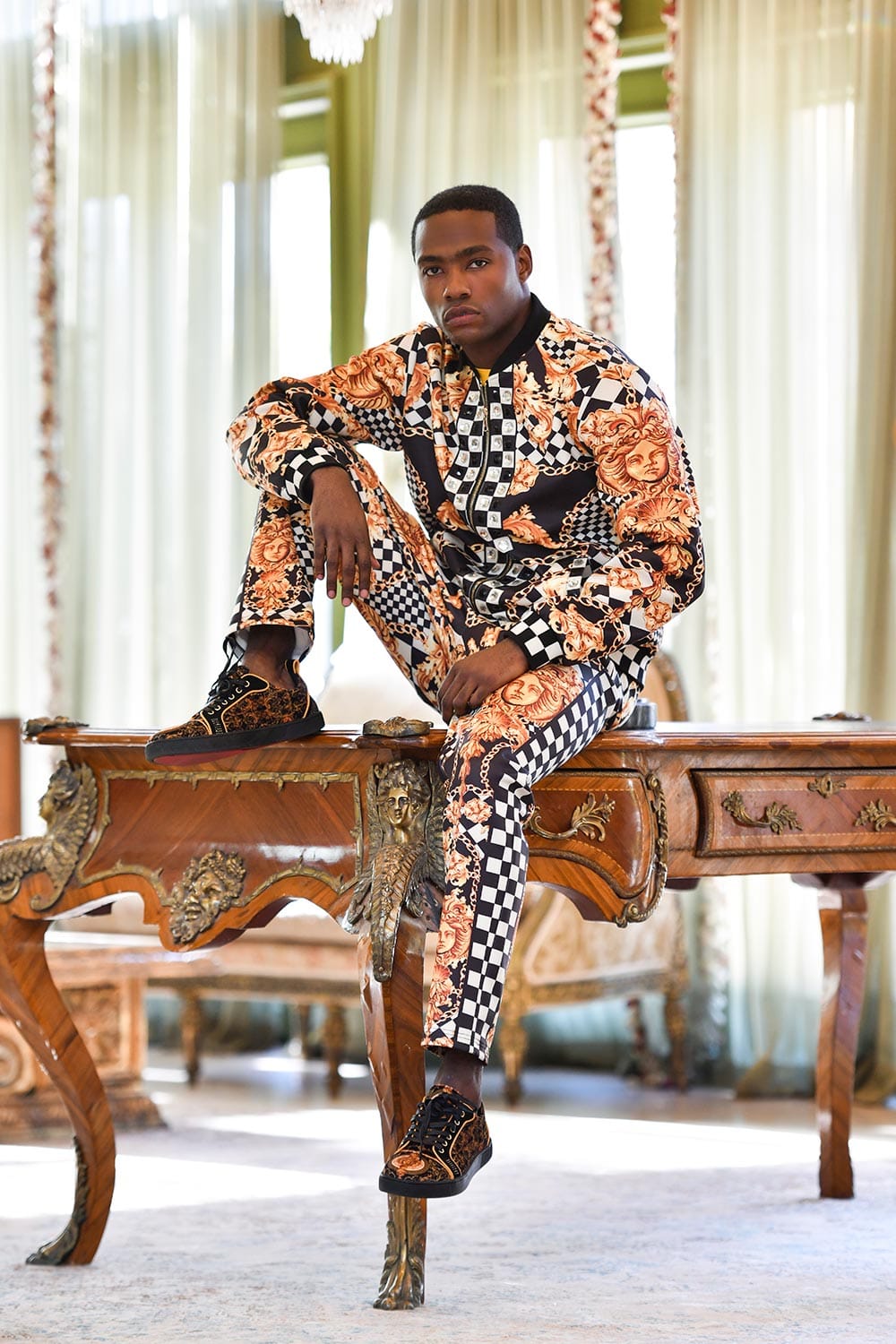BARABAS Men Greek Medusa rhinestone tracksuit loungewear 2026 — luxury men's loungewear fall winter