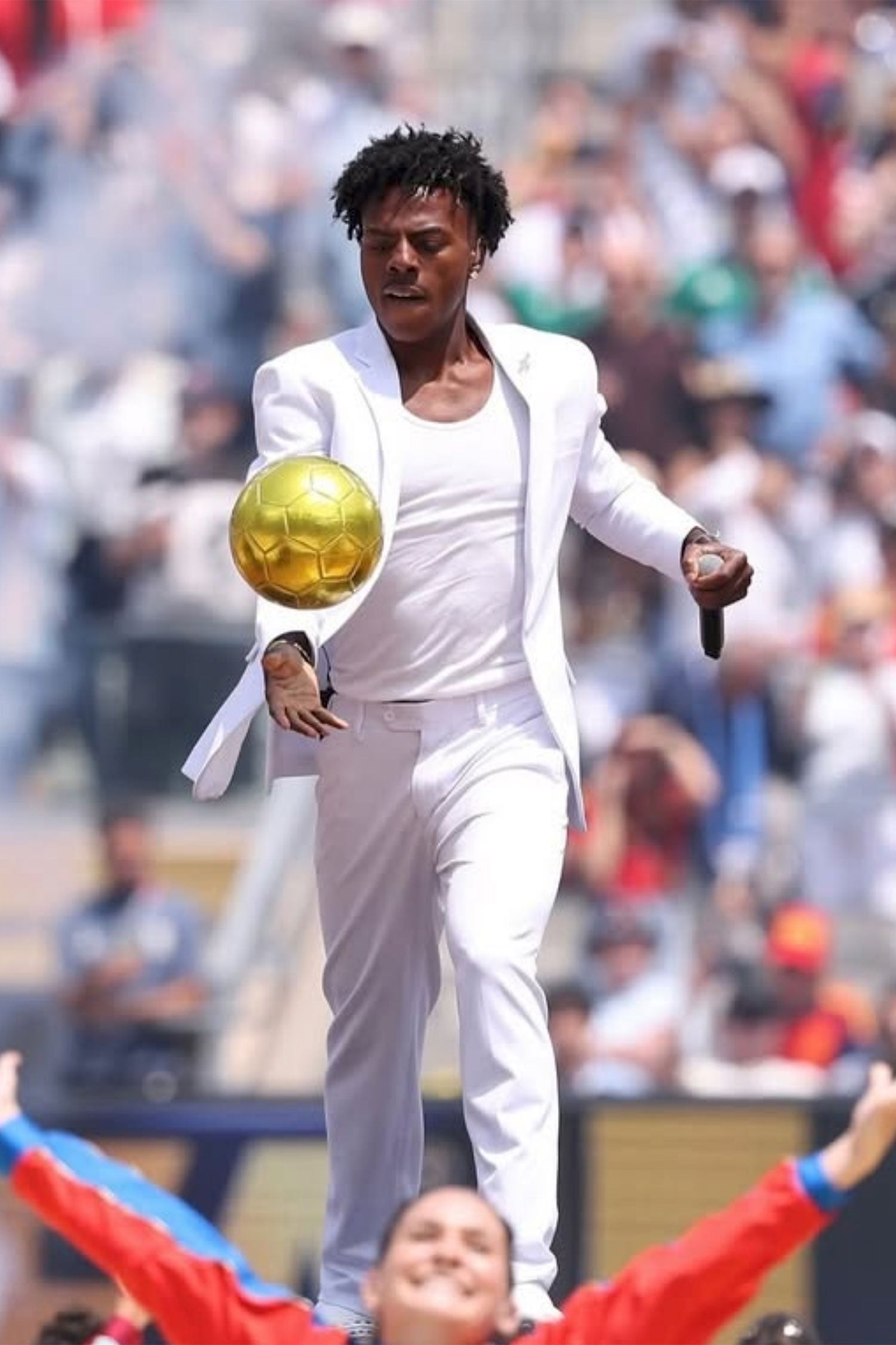 IShowSpeed in confident stance wearing Barabas Endless suit at FIFA World Cup 2026
