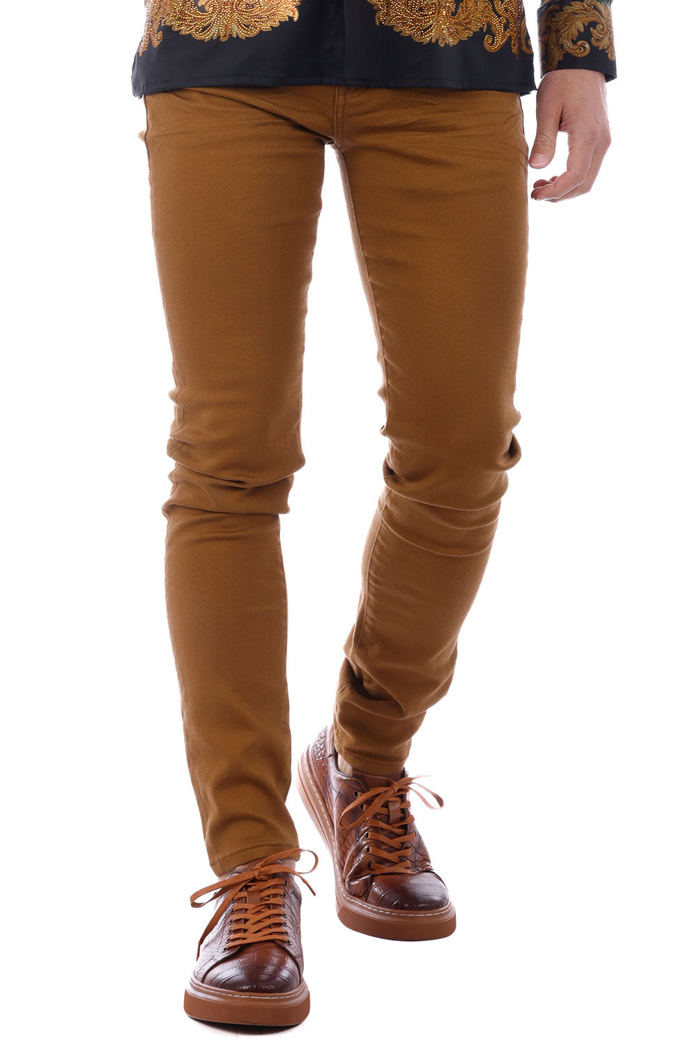 Barabas Men's Skinny Fit Classic Denim Solid Color Jeans 1700 Caramel