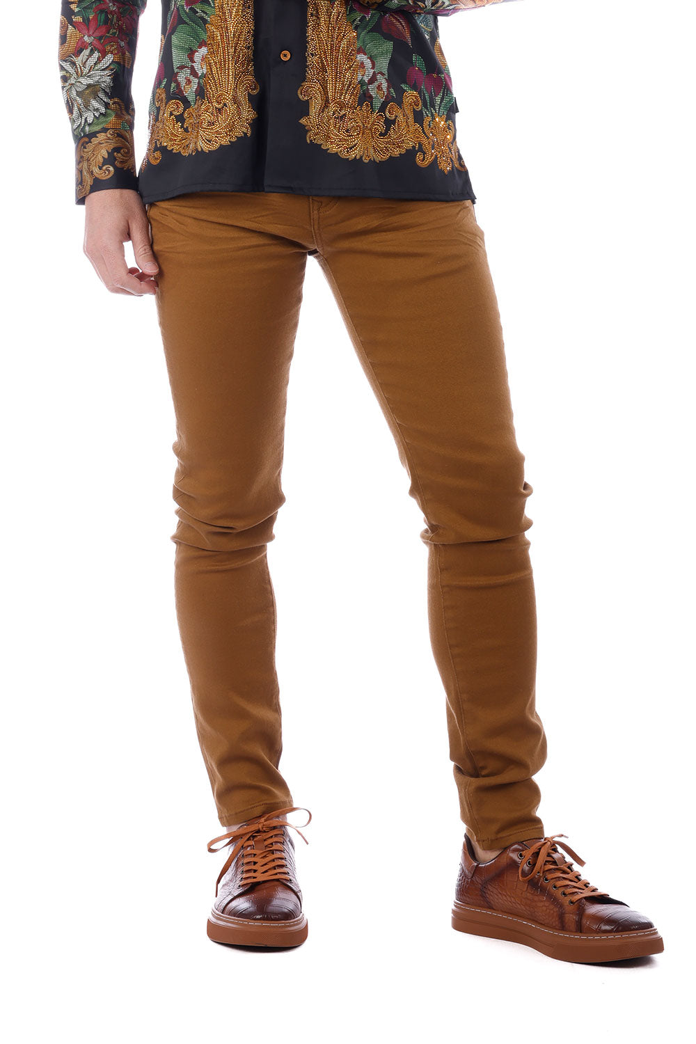 Barabas Men's Skinny Fit Classic Denim Solid Color Jeans 1700 Caramel