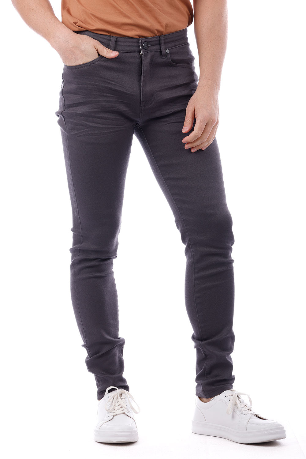 Barabas Men's Skinny Fit Classic Denim Solid Color Jeans 1700 Charcoal