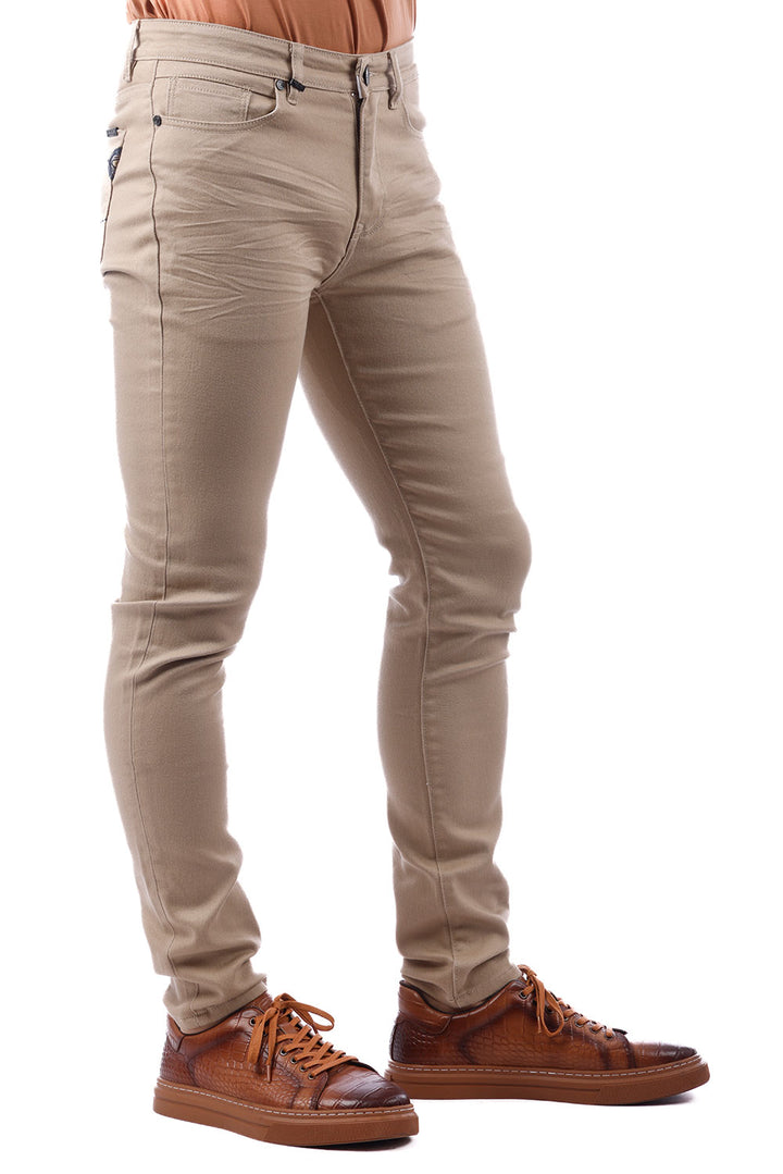Barabas Men's Skinny Fit Classic Denim Solid Color Jeans 1700 Khaki