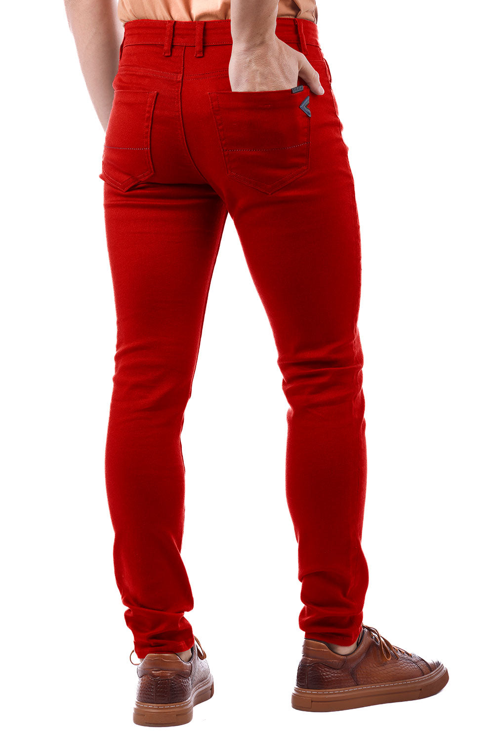 Barabas Men's Skinny Fit Classic Denim Solid Color Jeans 1700 Red