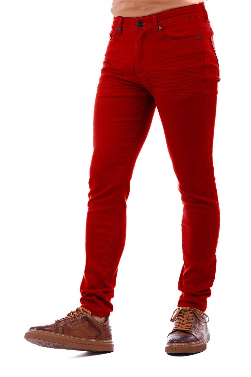 Barabas Men's Skinny Fit Classic Denim Solid Color Jeans 1700 Red
